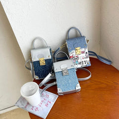 Anime Graphic Denim Crossbody Bag
