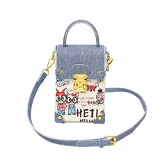 Anime Graphic Denim Crossbody Bag