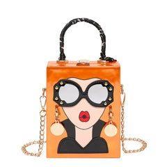Fashionista Girl face Box Handbag