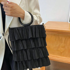 Frill ethnic hand clutch with sling