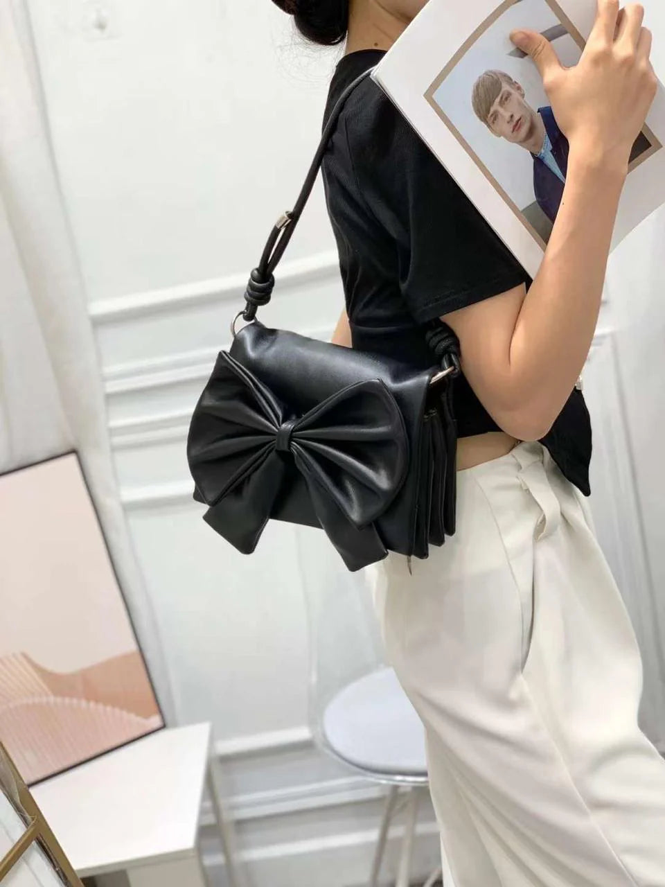 PU Leather Bow bag