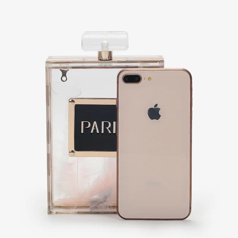 Acrylic Paris Perfume Shaped sling bag