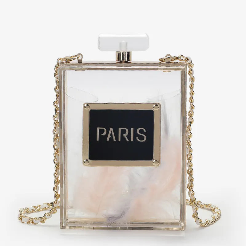 Acrylic Paris Perfume Shaped sling bag