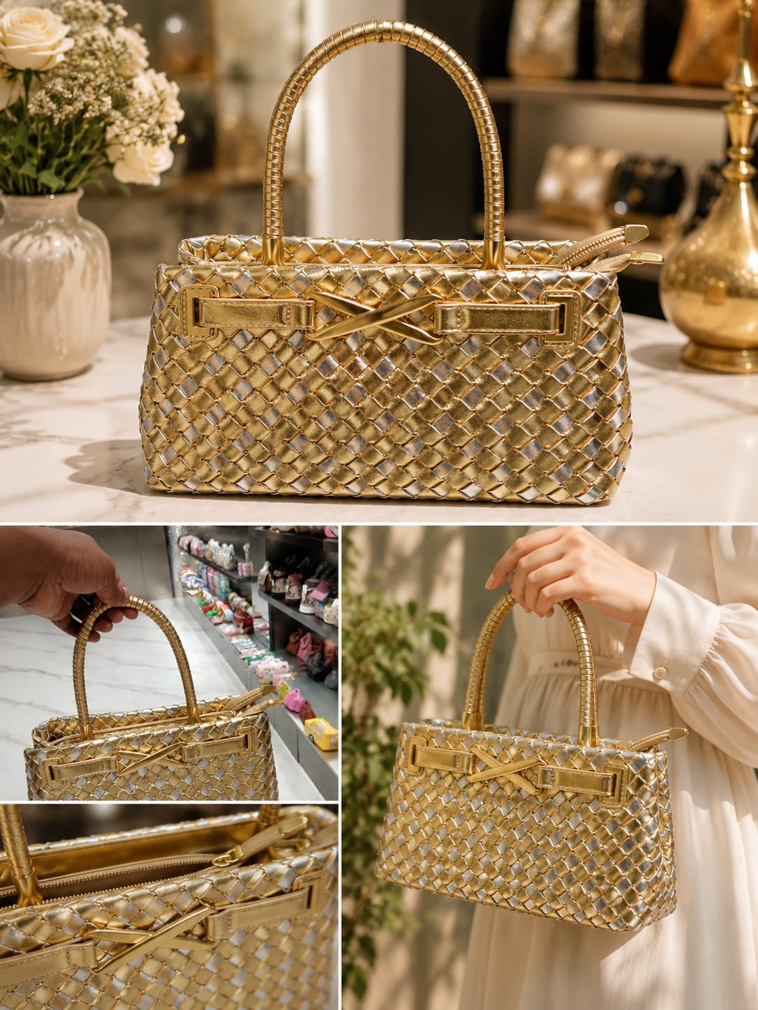 Ruby Weave Elegance Handbag