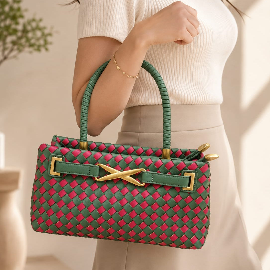 Ruby Weave Elegance Handbag