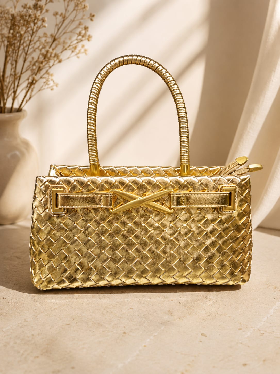 Ruby Weave Elegance Handbag