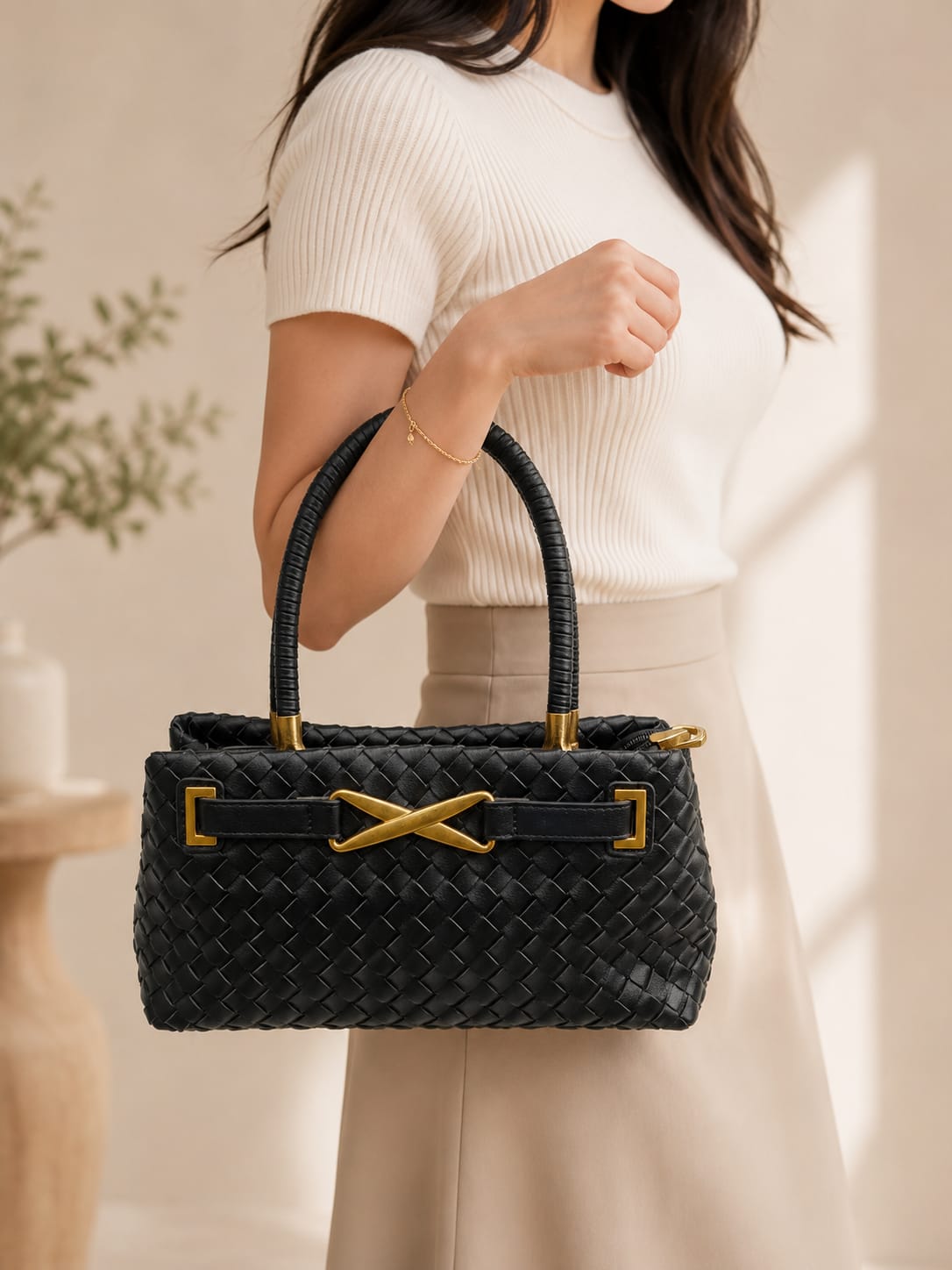 Ruby Weave Elegance Handbag