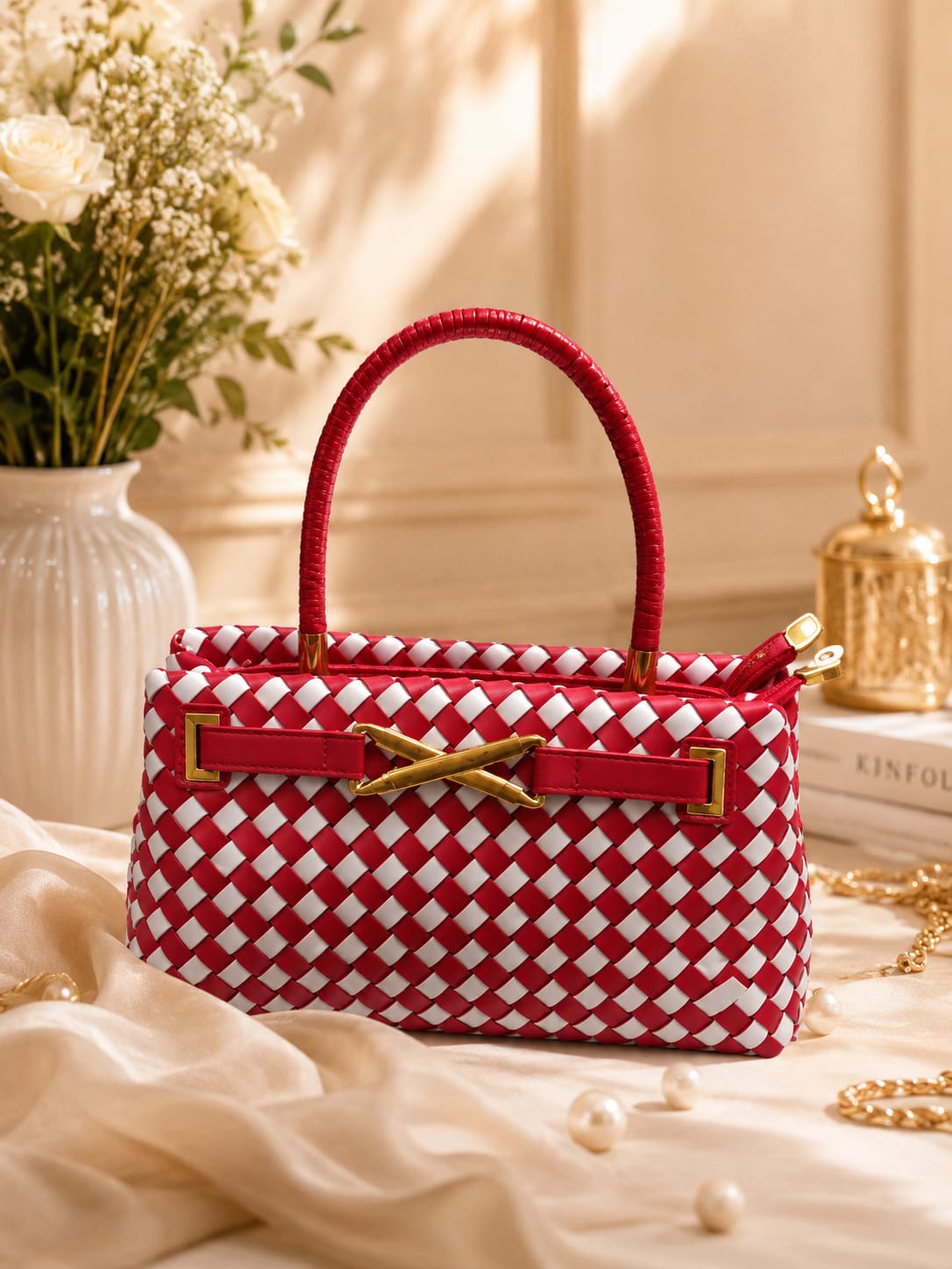 Ruby Weave Elegance Handbag