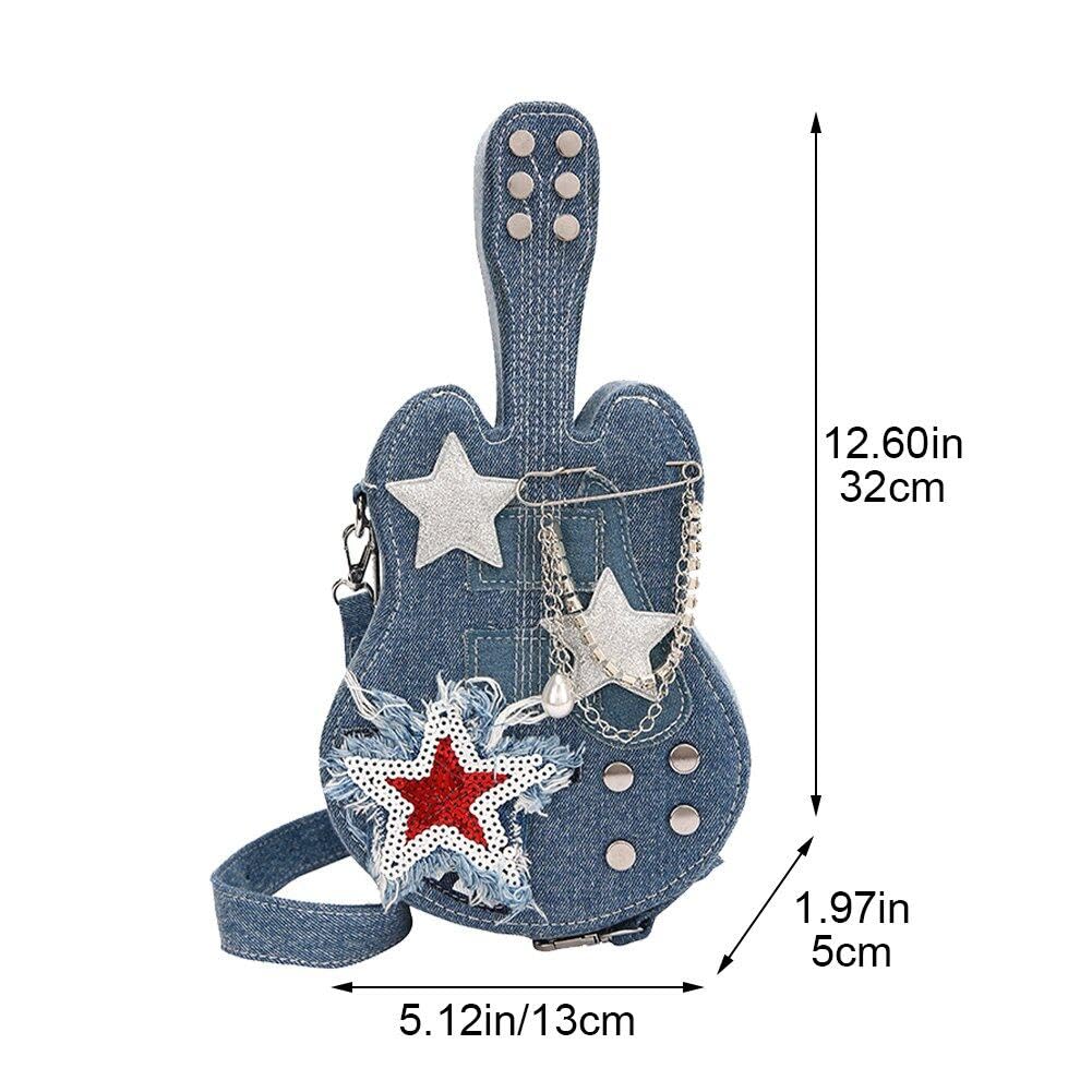 🎸 Denim Rockstar Guitar Crossbody Bag