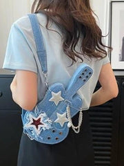 🎸 Denim Rockstar Guitar Crossbody Bag