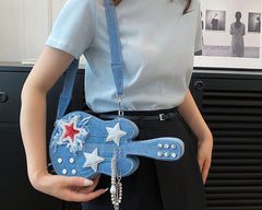 🎸 Denim Rockstar Guitar Crossbody Bag