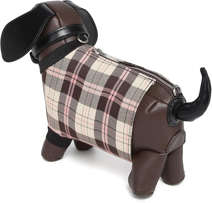 Plaid Puppy Charm Crossbody Bag ✨
