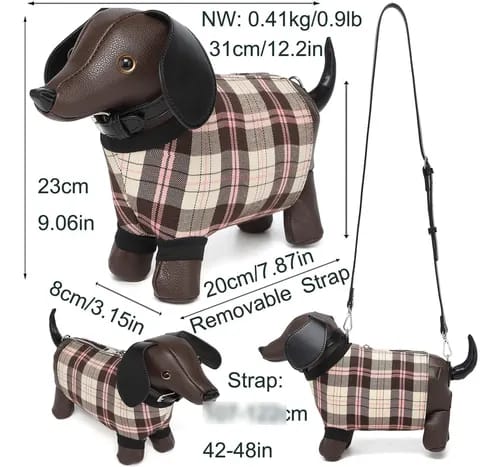 Plaid Puppy Charm Crossbody Bag ✨