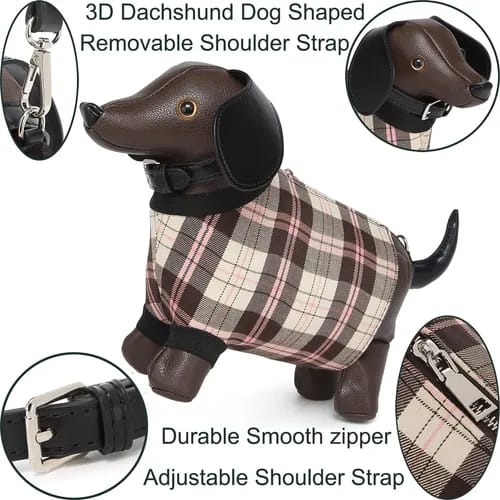 Plaid Puppy Charm Crossbody Bag ✨