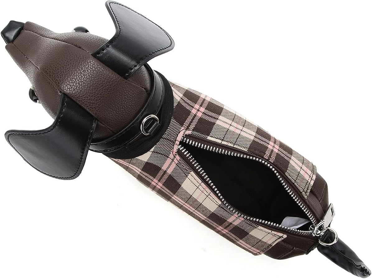 Plaid Puppy Charm Crossbody Bag ✨