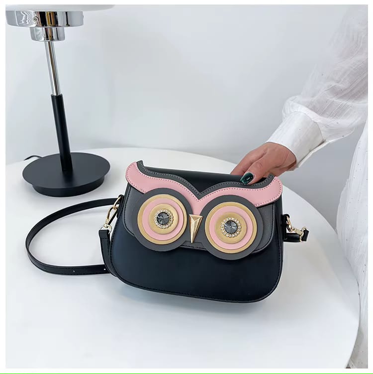 Twilight Owl Charm Crossbody Bag