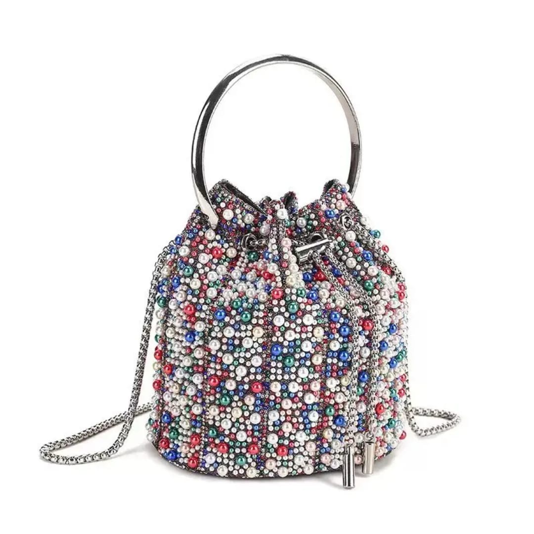 Midnight Noir Crystal Bucket bag