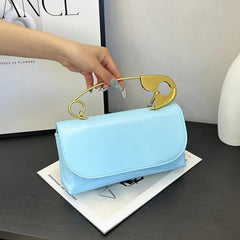 Safety Pin Handle Clutch Bag