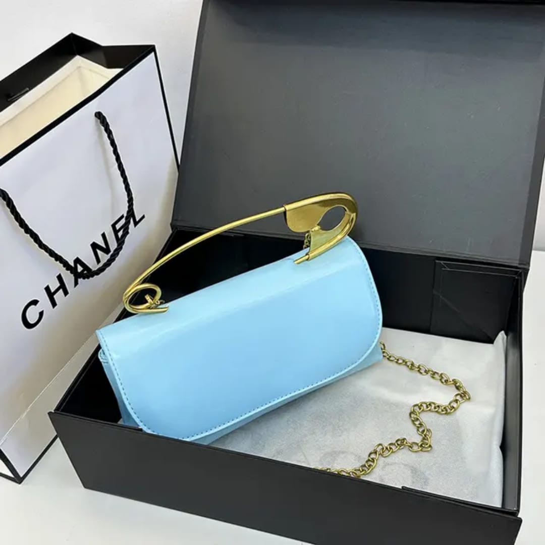 Safety Pin Handle Clutch Bag