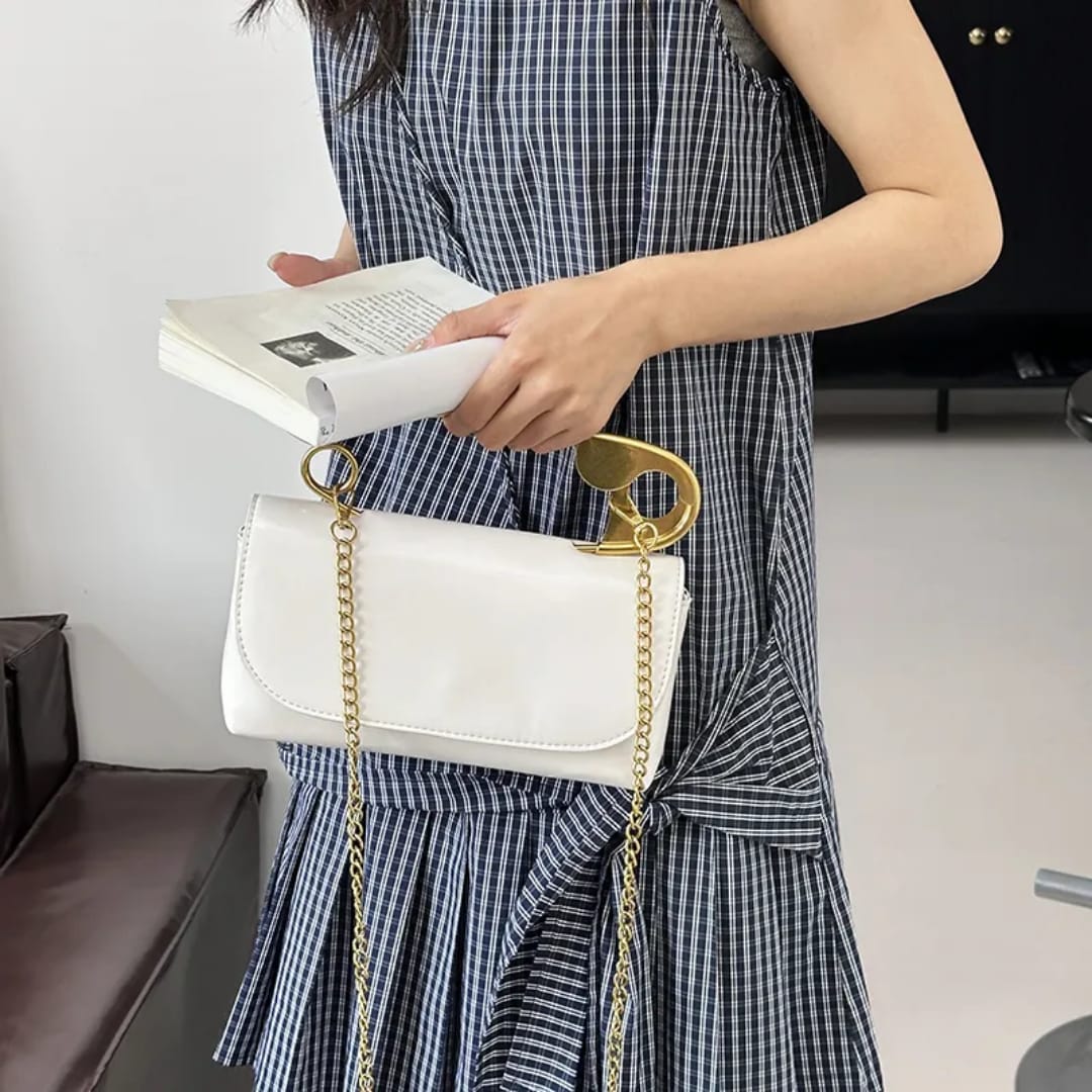 Safety Pin Handle Clutch Bag