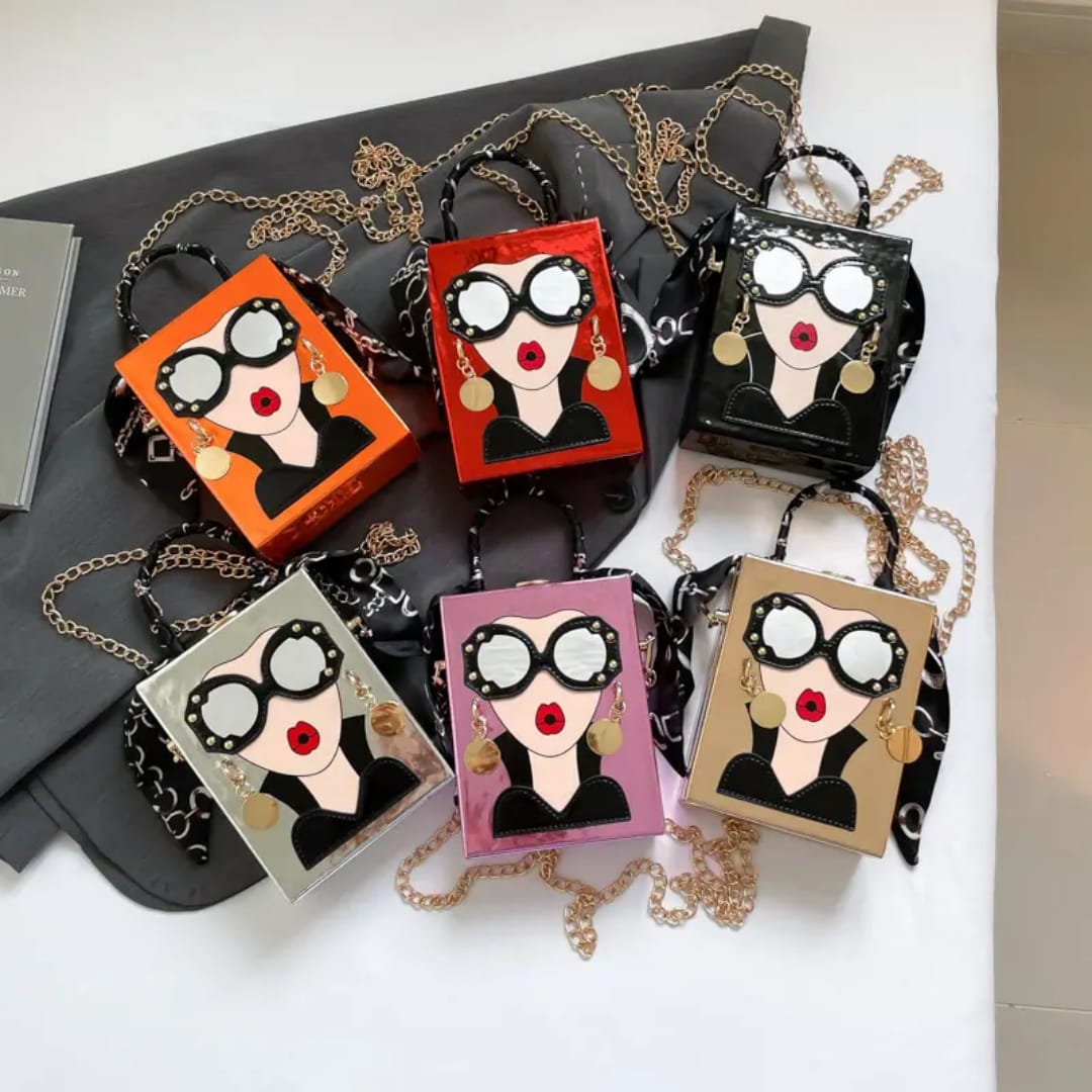 Fashionista Girl face Box Handbag