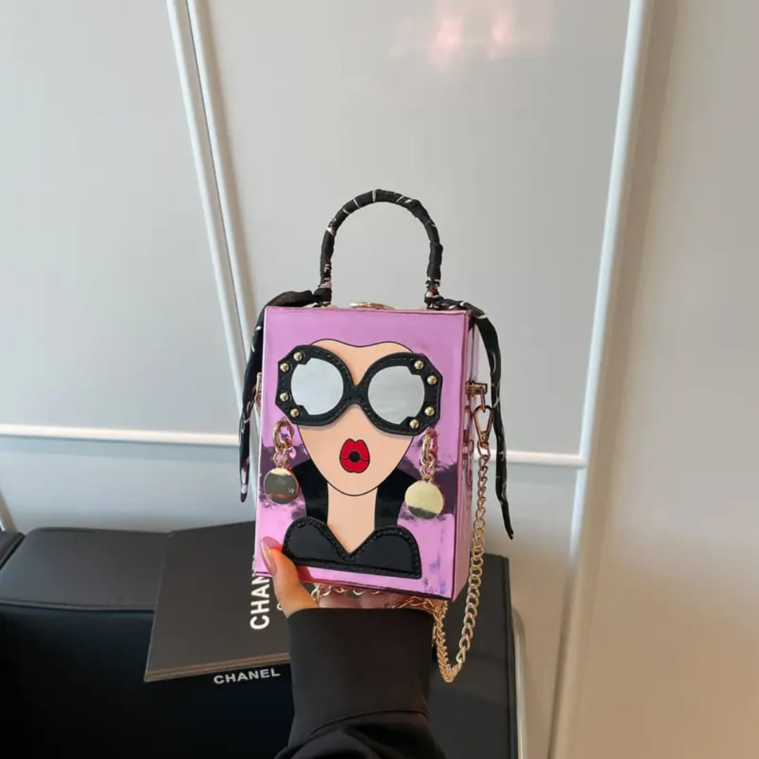 Fashionista Girl face Box Handbag
