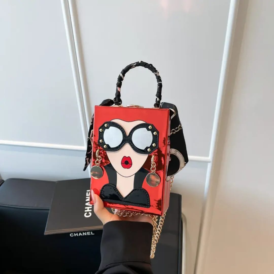 Fashionista Girl face Box Handbag