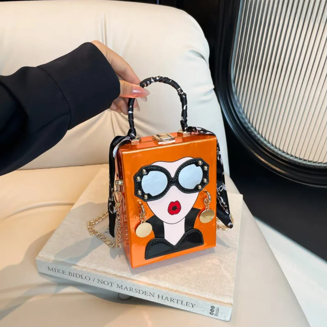 Fashionista Girl face Box Handbag