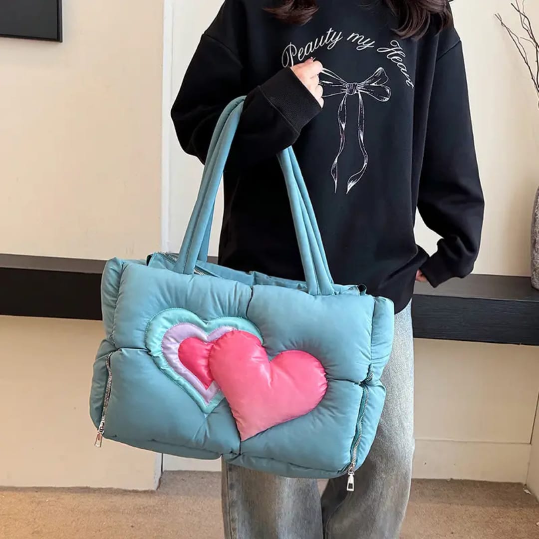 Sweetheart Puffy Heart Tote Bag