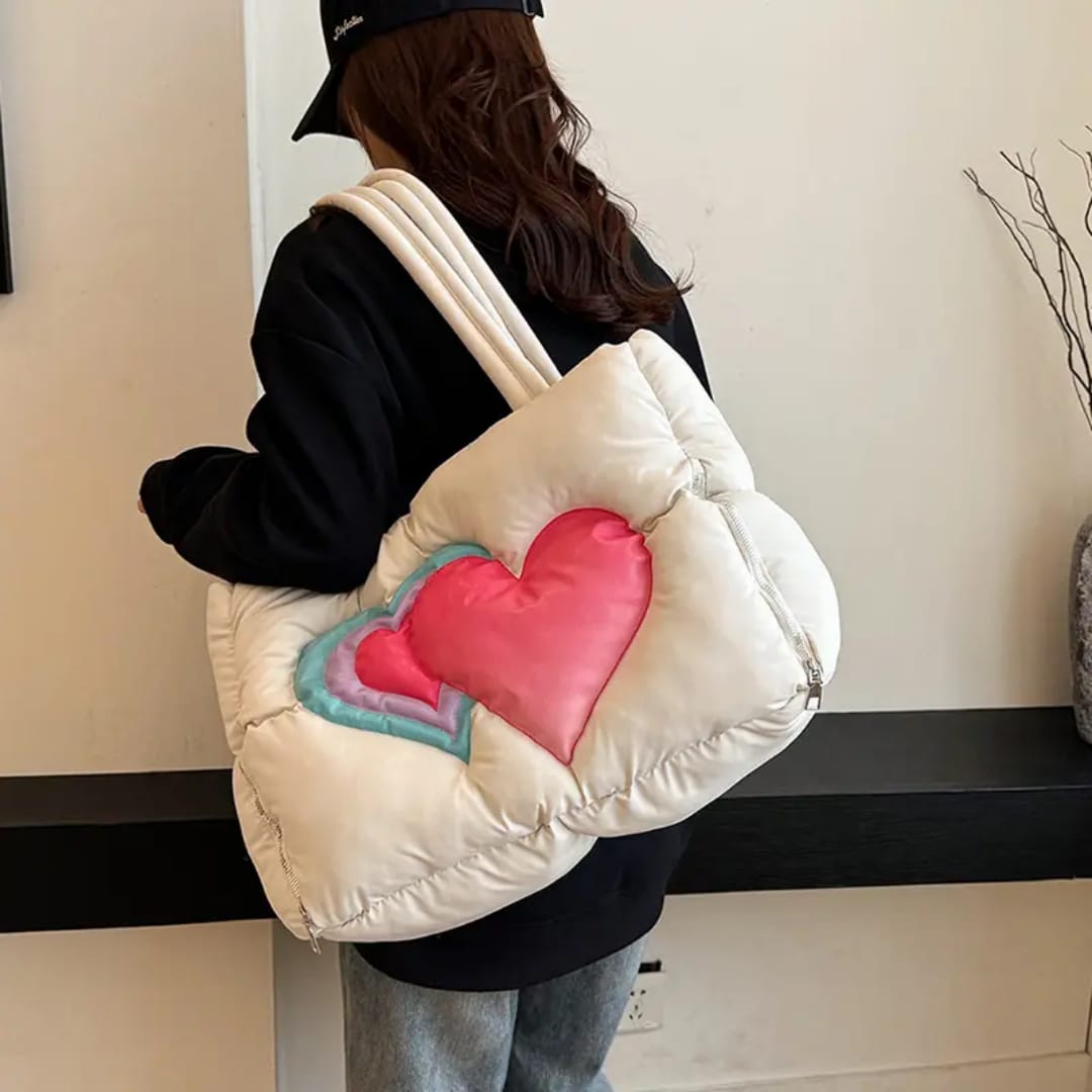 Sweetheart Puffy Heart Tote Bag