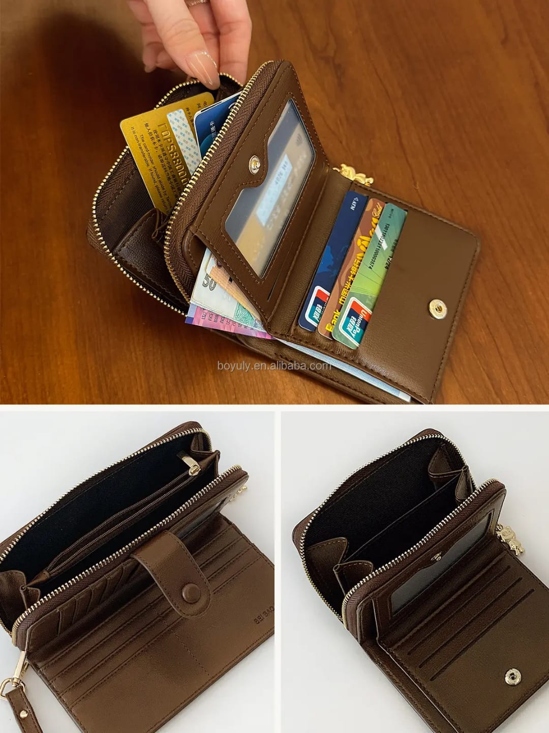 Cute Teddy Bear Embroidered Canvas Wallet