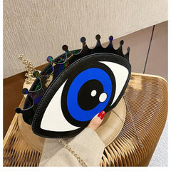 Royal Blue Evil Eye Crown Crossbody Bag