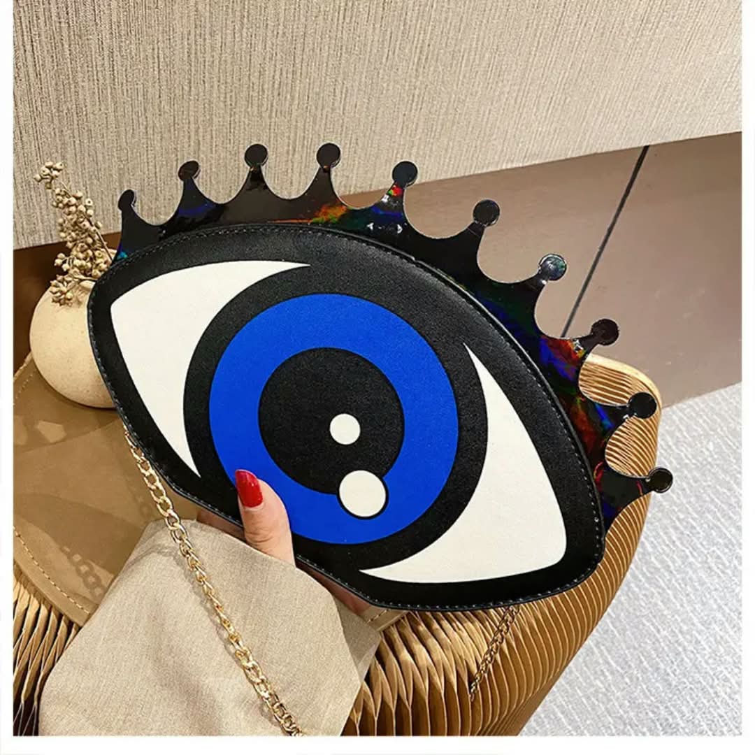 Royal Blue Evil Eye Crown Crossbody Bag