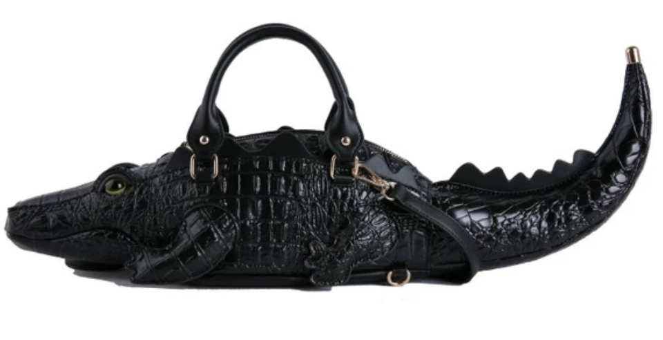 Elegant Crocodile-Shaped Embroidered Backpack & Handbag