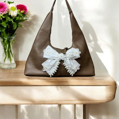 Shoulder tote with bow