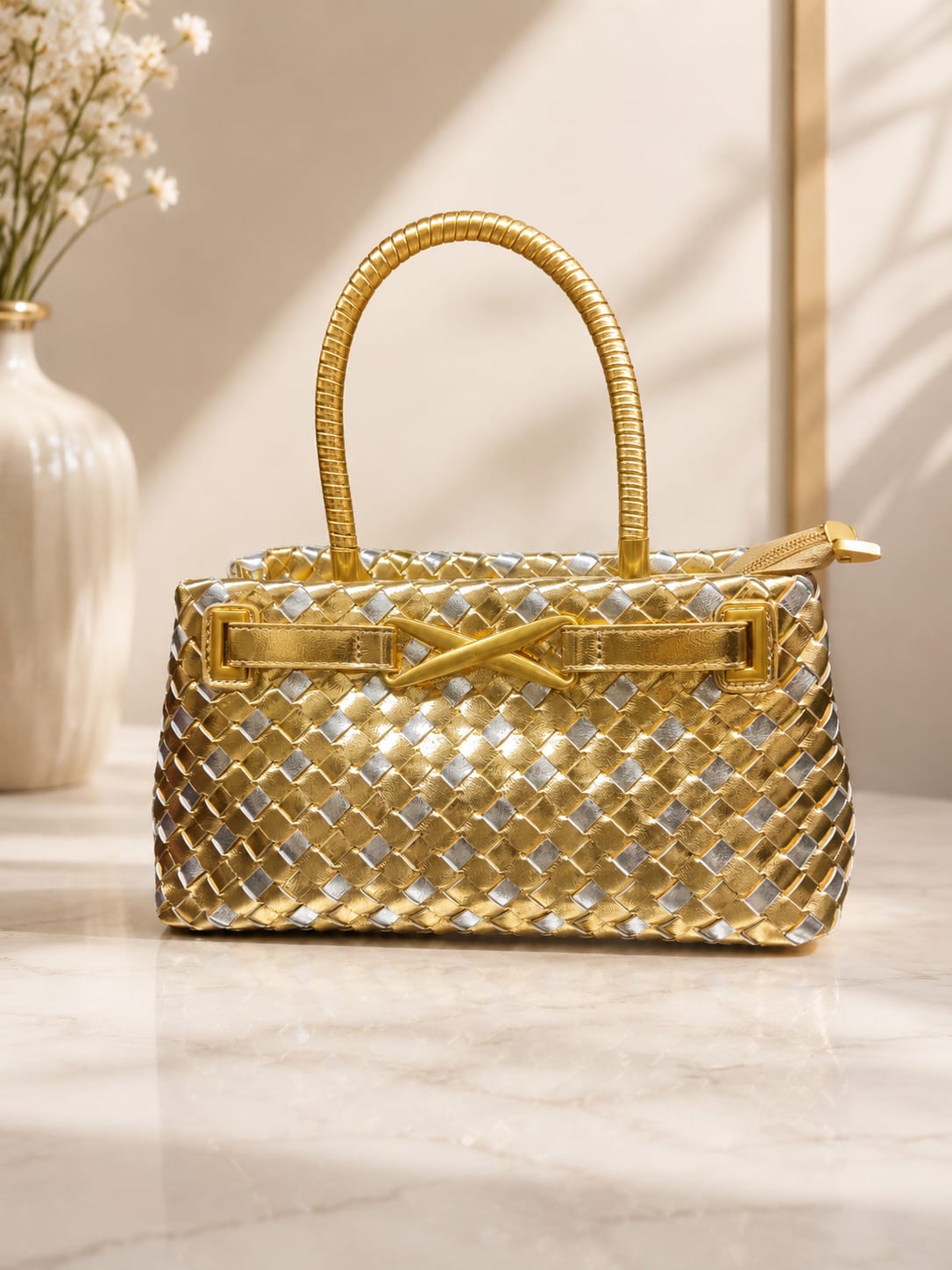 Ruby Weave Elegance Handbag