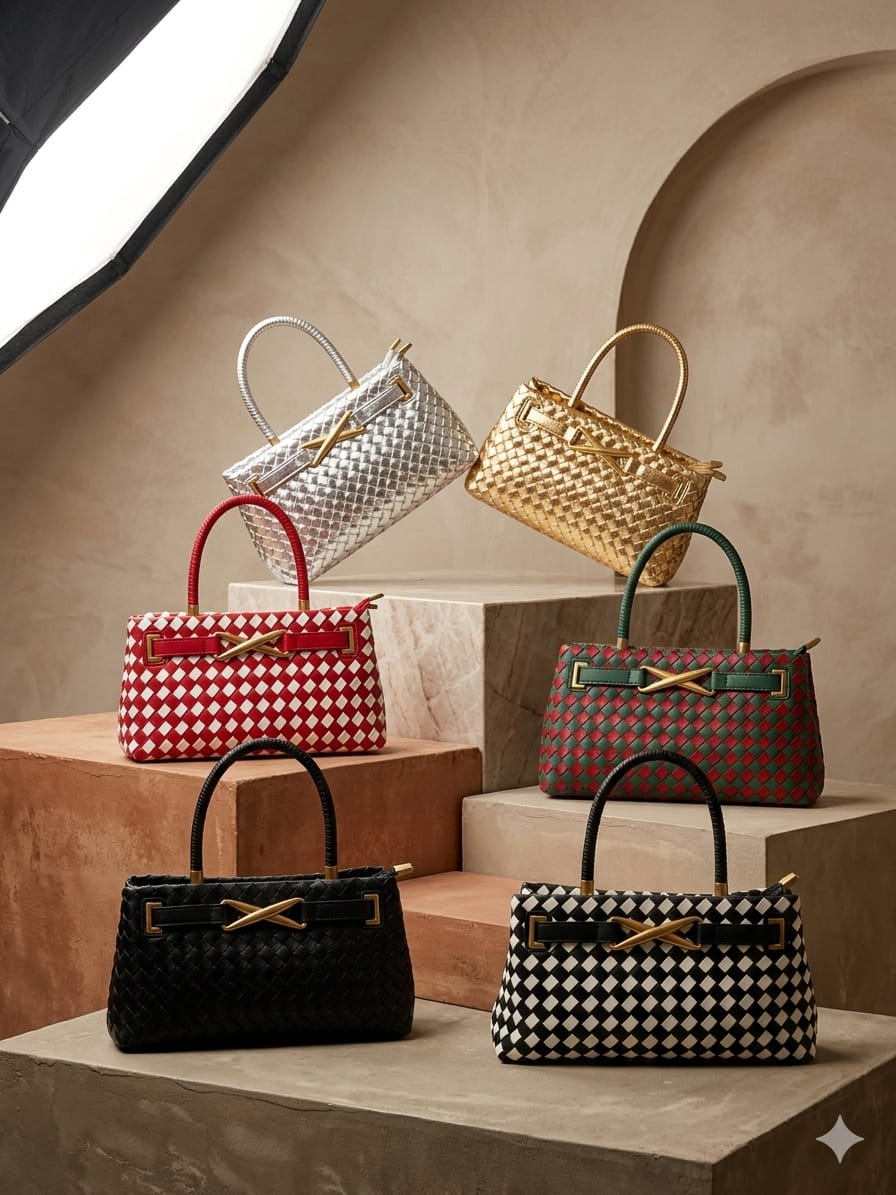 Ruby Weave Elegance Handbag