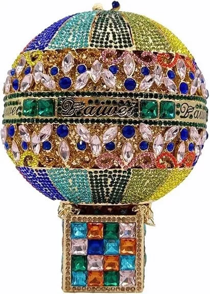 Hot Air Balloon  Crystal Clutch Bag