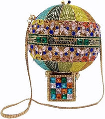 Hot Air Balloon  Crystal Clutch Bag