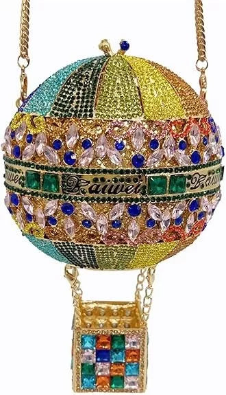 Hot Air Balloon  Crystal Clutch Bag