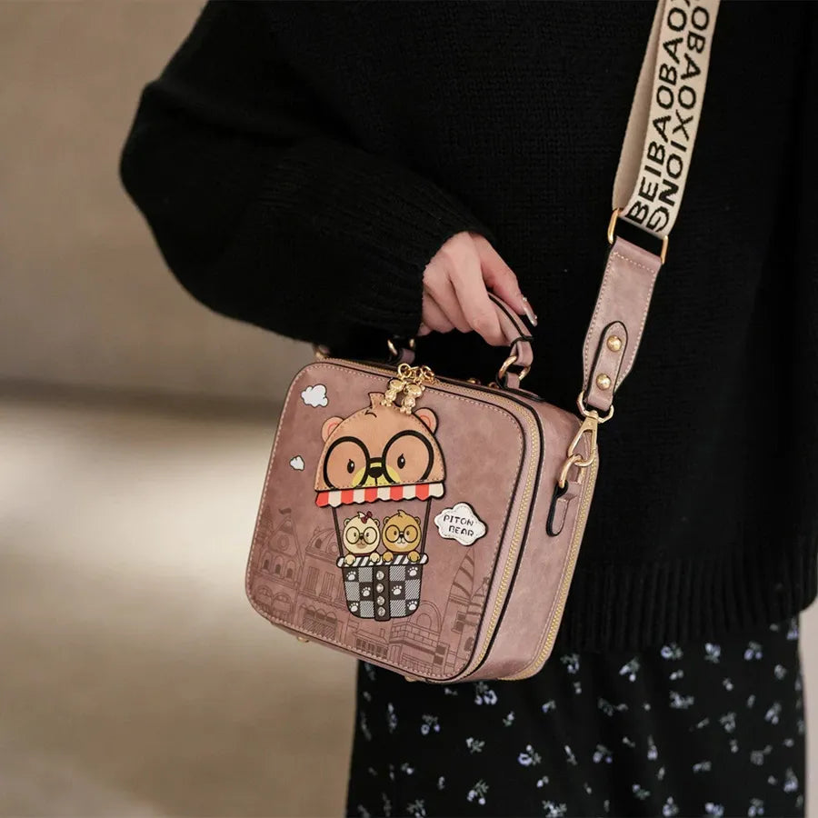 Piton Bear Embossed Crossbody Bag